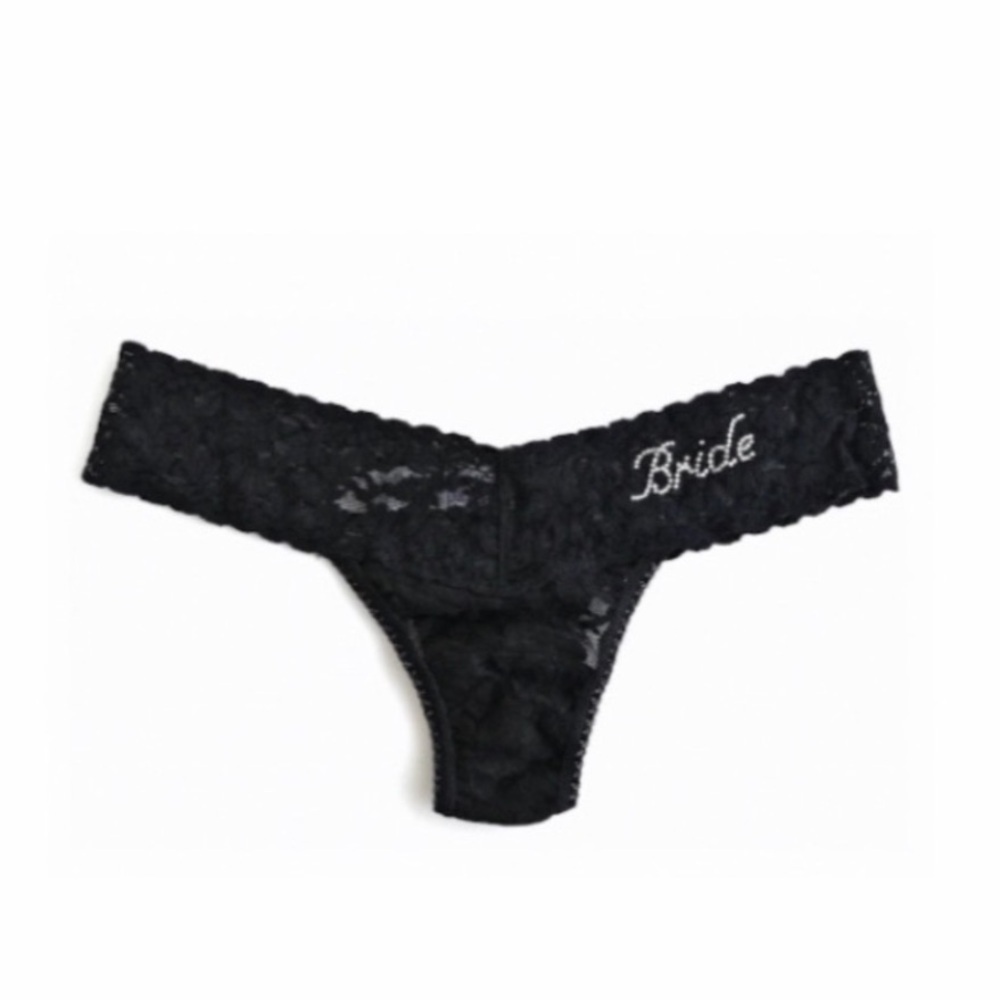 Hanky Panky Bridal ‘BRIDE’ Classic Low Rise Thong w Swarovski Crystals.